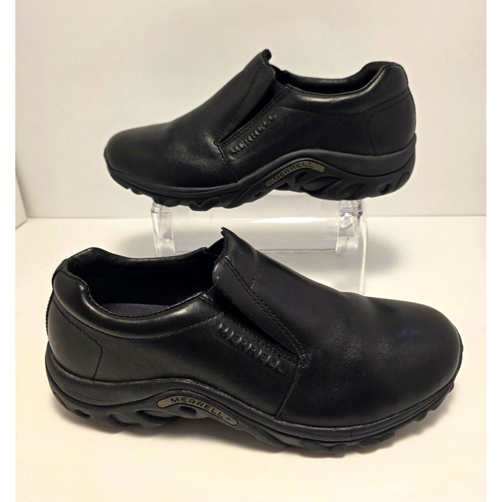 Merrell Moc Black Leather Slip-On Casual Shoes Size 9.5 Model 60889